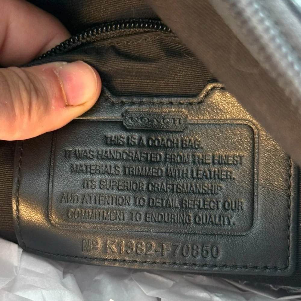 Coach Leather Signature Embossed Briefcase Laptop Bag Black - Picture 5 of 7